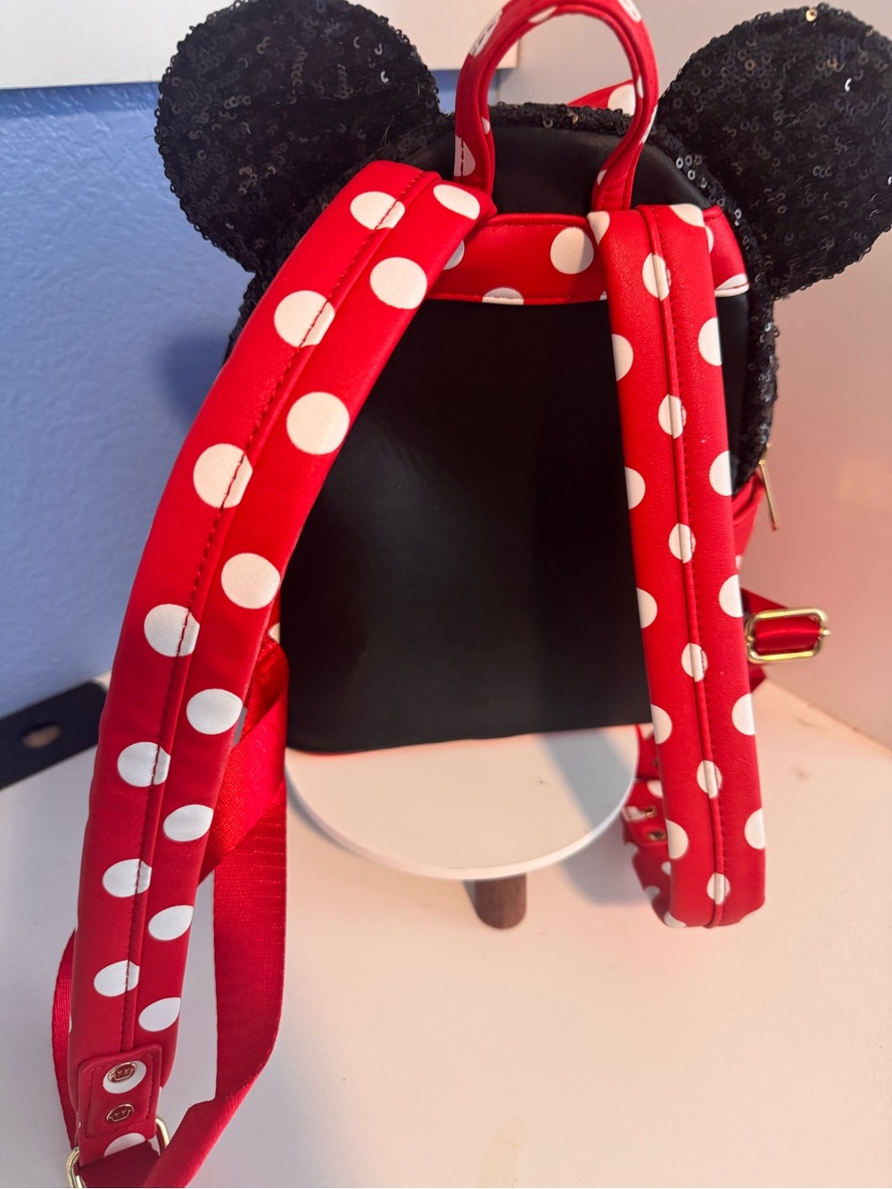 Loungefly Red and Black Minnie Mouse Polka Dot Mini Backpack - Picture 13 of 16
